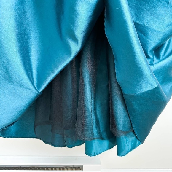 Monique Lhuillier Teal Mesh Formal Gown Sleeveless mesh insert Formal Dress 16 - Picture 9 of 13